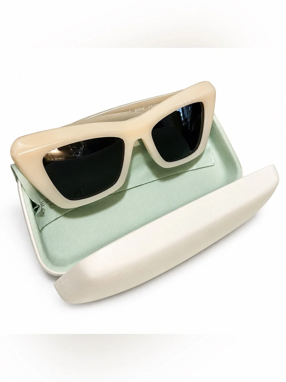 10 Crosby Derek Lam Cream Cat-Eye Sunglasses with Black Lenses